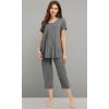 imageWiWi Viscose from Bamboo Pajamas for Women Capri Pants Pajama Sets Short Sleeve Sleepwear Set Top with Capris Pjs SXXLAdark Heather Grey