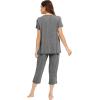 imageWiWi Viscose from Bamboo Pajamas for Women Capri Pants Pajama Sets Short Sleeve Sleepwear Set Top with Capris Pjs SXXLAdark Heather Grey