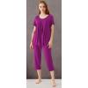 imageWiWi Viscose from Bamboo Pajamas for Women Capri Pants Pajama Sets Short Sleeve Sleepwear Set Top with Capris Pjs SXXLAdark Reddish Purple