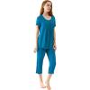 imageWiWi Viscose from Bamboo Pajamas for Women Capri Pants Pajama Sets Short Sleeve Sleepwear Set Top with Capris Pjs SXXLAteal Blue