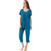imageWiWi Viscose from Bamboo Pajamas for Women Capri Pants Pajama Sets Short Sleeve Sleepwear Set Top with Capris Pjs SXXLAteal Blue