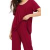 imageWiWi Viscose from Bamboo Pajamas for Women Capri Pants Pajama Sets Short Sleeve Sleepwear Set Top with Capris Pjs SXXLAwine