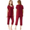 imageWiWi Viscose from Bamboo Pajamas for Women Capri Pants Pajama Sets Short Sleeve Sleepwear Set Top with Capris Pjs SXXLAwine