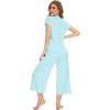 imageWiWi Viscose from Bamboo Pajamas for Women Capri Pants Pajama Sets Short Sleeve Sleepwear Set Top with Capris Pjs SXXLBaqua
