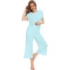 imageWiWi Viscose from Bamboo Pajamas for Women Capri Pants Pajama Sets Short Sleeve Sleepwear Set Top with Capris Pjs SXXLBaqua