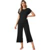 imageWiWi Viscose from Bamboo Pajamas for Women Capri Pants Pajama Sets Short Sleeve Sleepwear Set Top with Capris Pjs SXXLBblack