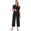 imageWiWi Viscose from Bamboo Pajamas for Women Capri Pants Pajama Sets Short Sleeve Sleepwear Set Top with Capris Pjs SXXLBblack