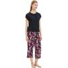 imageWiWi Viscose from Bamboo Pajamas for Women Capri Pants Pajama Sets Short Sleeve Sleepwear Set Top with Capris Pjs SXXLBblack Magnolia
