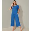 imageWiWi Viscose from Bamboo Pajamas for Women Capri Pants Pajama Sets Short Sleeve Sleepwear Set Top with Capris Pjs SXXLBbright Blue