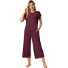 imageWiWi Viscose from Bamboo Pajamas for Women Capri Pants Pajama Sets Short Sleeve Sleepwear Set Top with Capris Pjs SXXLBbrownish Red