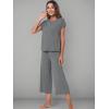 imageWiWi Viscose from Bamboo Pajamas for Women Capri Pants Pajama Sets Short Sleeve Sleepwear Set Top with Capris Pjs SXXLBdark Heather Grey