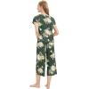imageWiWi Viscose from Bamboo Pajamas for Women Capri Pants Pajama Sets Short Sleeve Sleepwear Set Top with Capris Pjs SXXLBgreenFloral