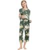 imageWiWi Viscose from Bamboo Pajamas for Women Capri Pants Pajama Sets Short Sleeve Sleepwear Set Top with Capris Pjs SXXLBgreenFloral