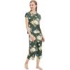 imageWiWi Viscose from Bamboo Pajamas for Women Capri Pants Pajama Sets Short Sleeve Sleepwear Set Top with Capris Pjs SXXLBgreenFloral