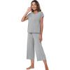 imageWiWi Viscose from Bamboo Pajamas for Women Capri Pants Pajama Sets Short Sleeve Sleepwear Set Top with Capris Pjs SXXLBheather Grey