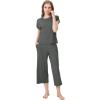 imageWiWi Viscose from Bamboo Pajamas for Women Capri Pants Pajama Sets Short Sleeve Sleepwear Set Top with Capris Pjs SXXLBiron Grey