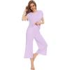 imageWiWi Viscose from Bamboo Pajamas for Women Capri Pants Pajama Sets Short Sleeve Sleepwear Set Top with Capris Pjs SXXLBlight Purple
