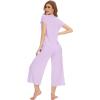 imageWiWi Viscose from Bamboo Pajamas for Women Capri Pants Pajama Sets Short Sleeve Sleepwear Set Top with Capris Pjs SXXLBlight Purple