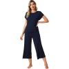 imageWiWi Viscose from Bamboo Pajamas for Women Capri Pants Pajama Sets Short Sleeve Sleepwear Set Top with Capris Pjs SXXLBnavy