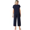 imageWiWi Viscose from Bamboo Pajamas for Women Capri Pants Pajama Sets Short Sleeve Sleepwear Set Top with Capris Pjs SXXLBnavy