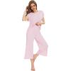 imageWiWi Viscose from Bamboo Pajamas for Women Capri Pants Pajama Sets Short Sleeve Sleepwear Set Top with Capris Pjs SXXLBpink