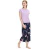 imageWiWi Viscose from Bamboo Pajamas for Women Capri Pants Pajama Sets Short Sleeve Sleepwear Set Top with Capris Pjs SXXLBpurpleNavy Floral