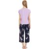 imageWiWi Viscose from Bamboo Pajamas for Women Capri Pants Pajama Sets Short Sleeve Sleepwear Set Top with Capris Pjs SXXLBpurpleNavy Floral