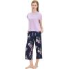 imageWiWi Viscose from Bamboo Pajamas for Women Capri Pants Pajama Sets Short Sleeve Sleepwear Set Top with Capris Pjs SXXLBpurpleNavy Floral