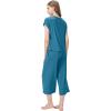 imageWiWi Viscose from Bamboo Pajamas for Women Capri Pants Pajama Sets Short Sleeve Sleepwear Set Top with Capris Pjs SXXLBteal Blue