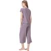 imageWiWi Viscose from Bamboo Pajamas for Women Capri Pants Pajama Sets Short Sleeve Sleepwear Set Top with Capris Pjs SXXLBviolet
