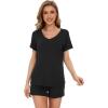 imageWiWi Viscose from Bamboo Pajamas for Women Short Sleeve Summer Tops with Shorts Pajama Set Cooling SXXLBlack