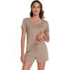 imageWiWi Viscose from Bamboo Pajamas for Women Short Sleeve Summer Tops with Shorts Pajama Set Cooling SXXLCamel