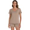 imageWiWi Viscose from Bamboo Pajamas for Women Short Sleeve Summer Tops with Shorts Pajama Set Cooling SXXLCamel