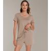 imageWiWi Viscose from Bamboo Pajamas for Women Short Sleeve Summer Tops with Shorts Pajama Set Cooling SXXLCamel