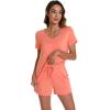 imageWiWi Viscose from Bamboo Pajamas for Women Short Sleeve Summer Tops with Shorts Pajama Set Cooling SXXLOrangeade