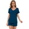 imageWiWi Viscose from Bamboo Pajamas for Women Short Sleeve Summer Tops with Shorts Pajama Set Cooling SXXLPeacock Blue
