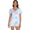 imageWiWi Viscose from Bamboo Pajamas for Women Short Sleeve Summer Tops with Shorts Pajama Set Cooling SXXLTie Dye