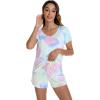 imageWiWi Viscose from Bamboo Pajamas for Women Short Sleeve Summer Tops with Shorts Pajama Set Cooling SXXLTie Dye