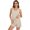 imageWiWi Viscose from Bamboo Pajamas for Women Tank Top and Shorts Pajama Set Soft Sleepwear SXXLAoatmeal Heather