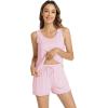 imageWiWi Viscose from Bamboo Pajamas for Women Tank Top and Shorts Pajama Set Soft Sleepwear SXXLApink