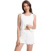 imageWiWi Viscose from Bamboo Pajamas for Women Tank Top and Shorts Pajama Set Soft Sleepwear SXXLAraw White