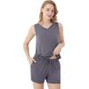 imageWiWi Viscose from Bamboo Pajamas for Women Tank Top and Shorts Pajama Set Soft Sleepwear SXXLBdark Grey