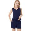 imageWiWi Viscose from Bamboo Pajamas for Women Tank Top and Shorts Pajama Set Soft Sleepwear SXXLBnavy