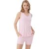 imageWiWi Viscose from Bamboo Pajamas for Women Tank Top and Shorts Pajama Set Soft Sleepwear SXXLBpink