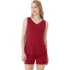 imageWiWi Viscose from Bamboo Pajamas for Women Tank Top and Shorts Pajama Set Soft Sleepwear SXXLBwine Red