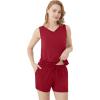 imageWiWi Viscose from Bamboo Pajamas for Women Tank Top and Shorts Pajama Set Soft Sleepwear SXXLBwine Red