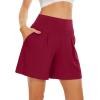 imageWiWi Viscose from Bamboo Sleep Shorts for Women Casual Lounge Boxers Soft Pajama Wide Leg Bottoms Sleepwear SXXLWine Red