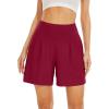 imageWiWi Viscose from Bamboo Sleep Shorts for Women Casual Lounge Boxers Soft Pajama Wide Leg Bottoms Sleepwear SXXLWine Red