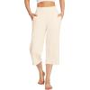 imageWiWi Viscose from Bamboo Soft Capri Yoga Loose Pants for Women High Waisted Comfy Pjs Capris Lounge Pajama Bottoms SXXLCream