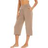 imageWiWi Viscose from Bamboo Soft Capri Yoga Loose Pants for Women High Waisted Comfy Pjs Capris Lounge Pajama Bottoms SXXLKhaki